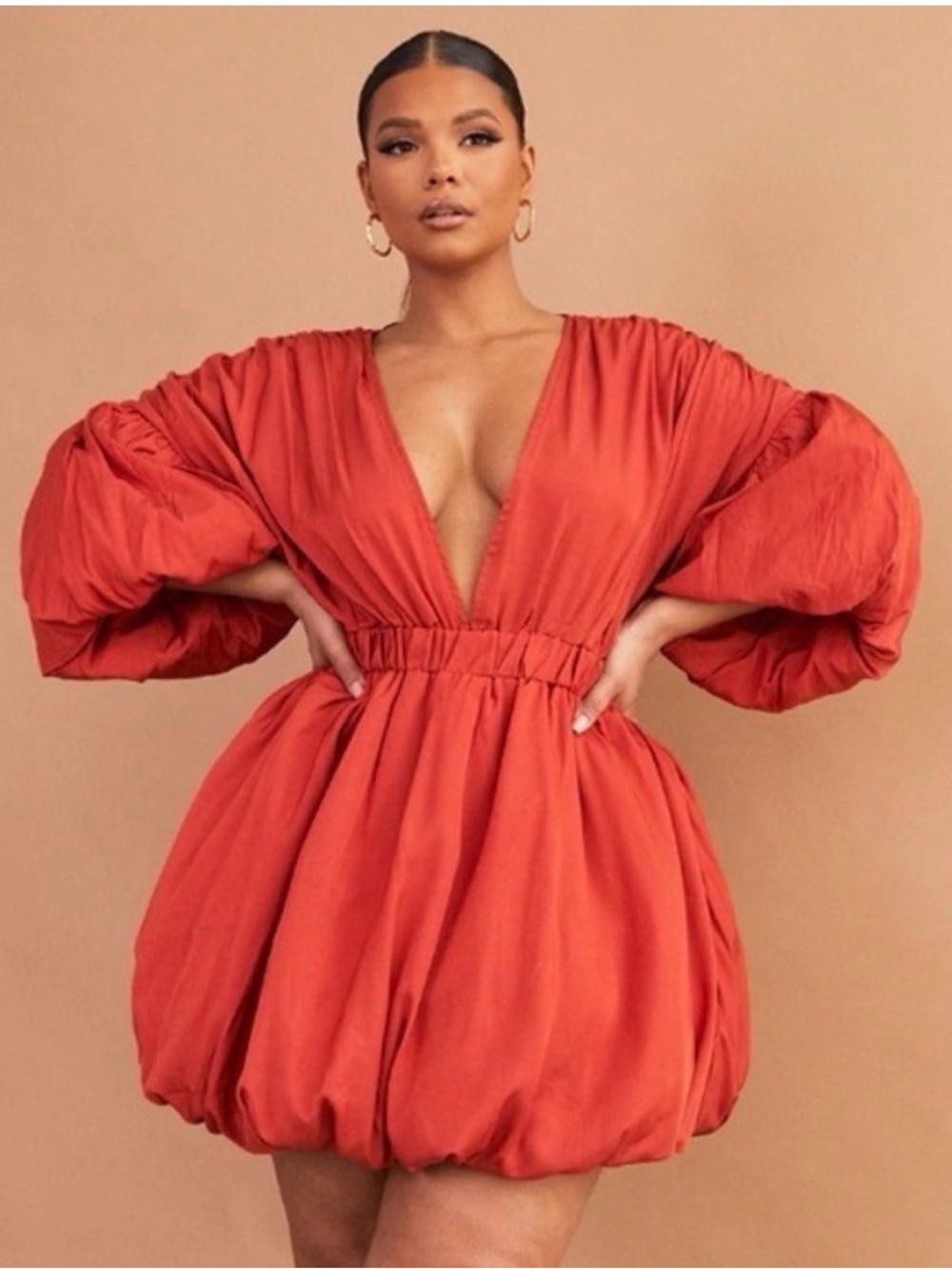 PrettyLittleThing Mini Dress with Puff Sleeves